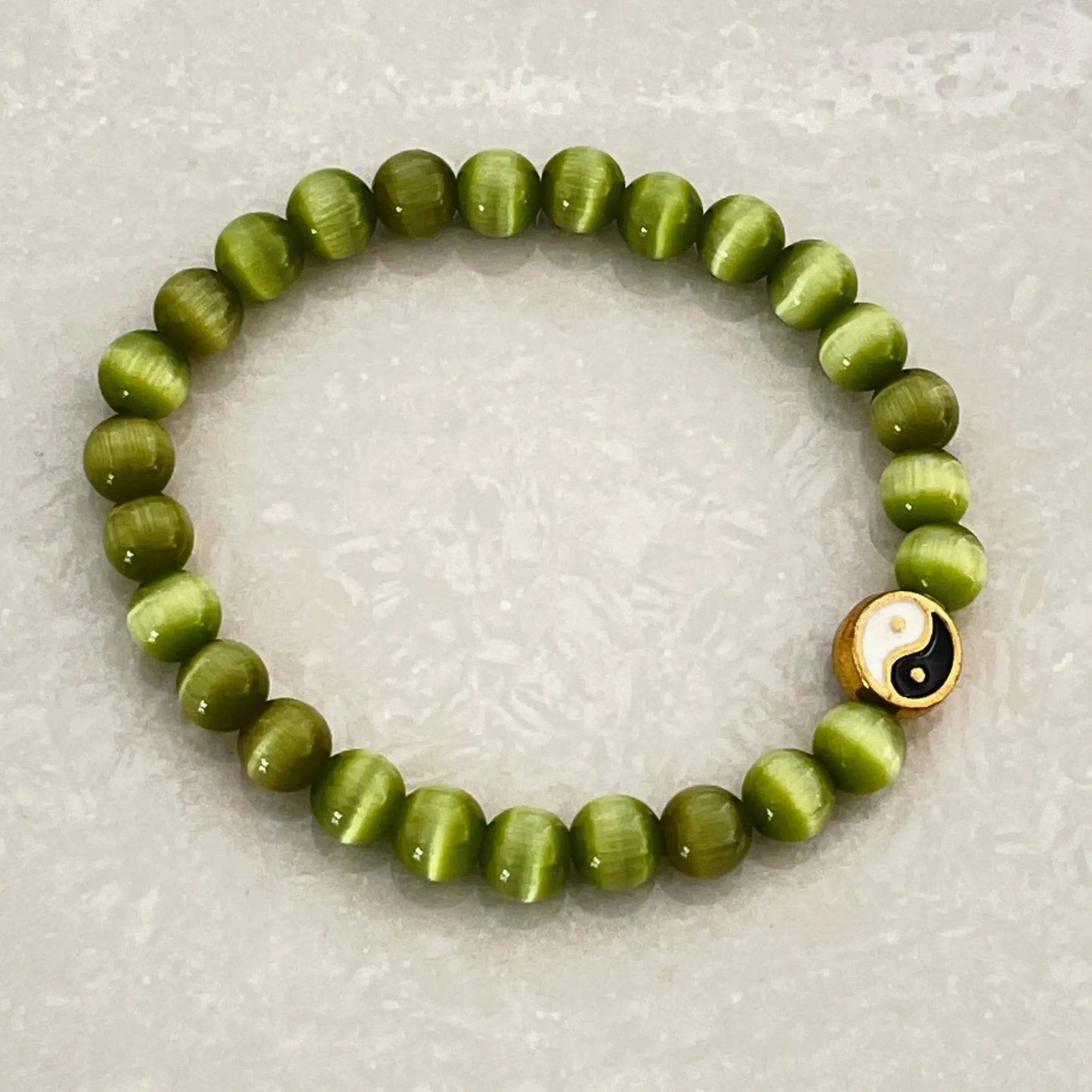 Cat Eye Glass Yin - Yang Balance Bracelet - Uplift Beads