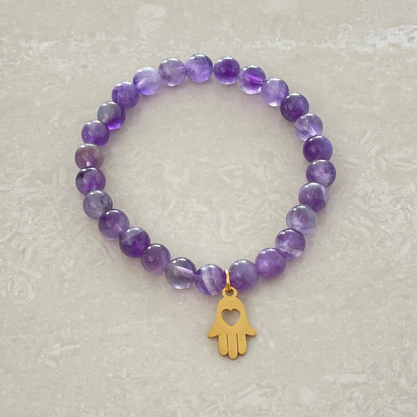 Chevron Amethyst Hamsa Bracelet - Uplift Beads