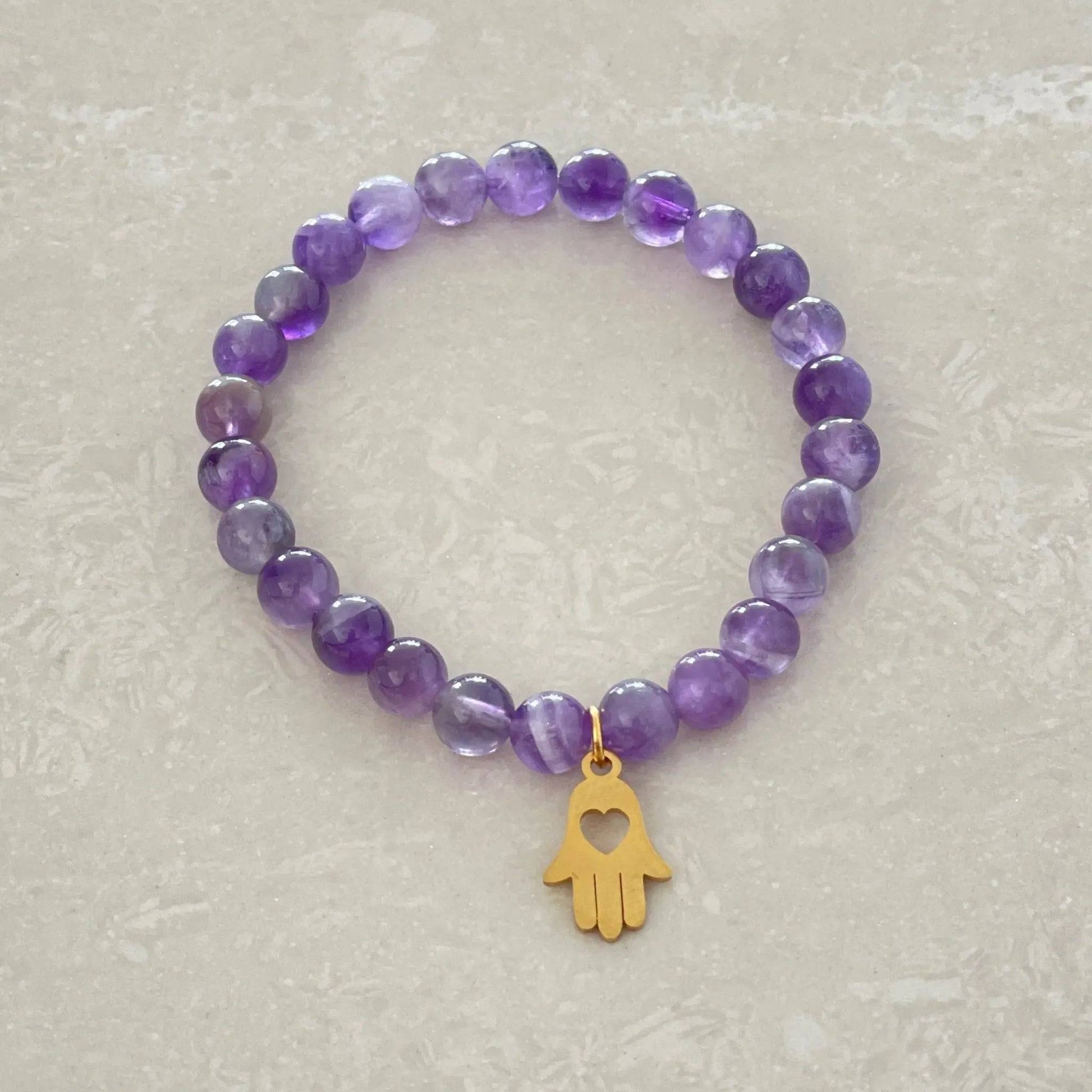 Chevron Amethyst Hamsa Bracelet - Uplift Beads