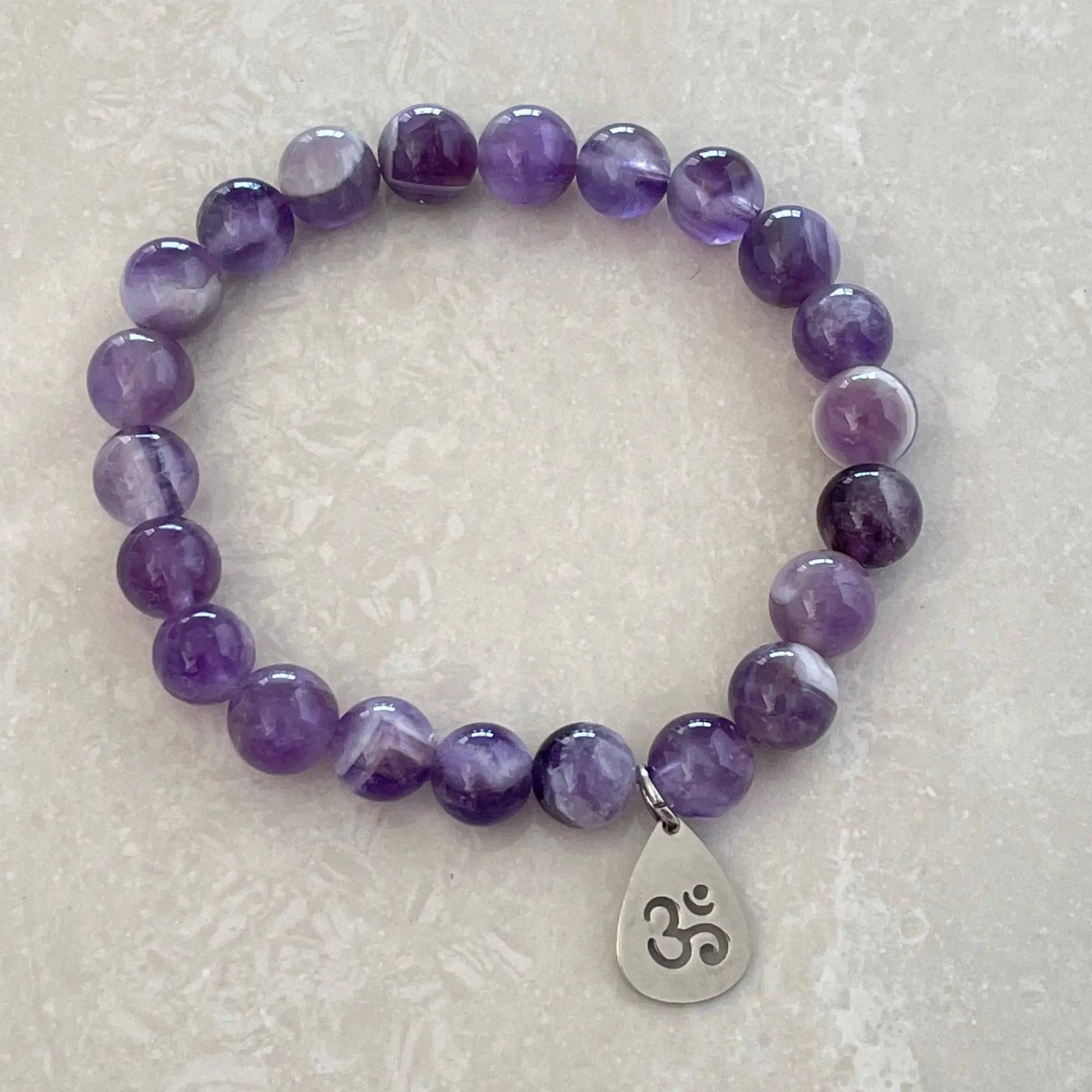 Chevron Amethyst OM Bracelet - Uplift Beads