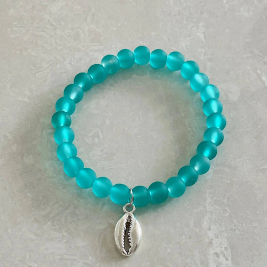 Cowrie Shell Sea Glass Bracelet - Uplift Beads
