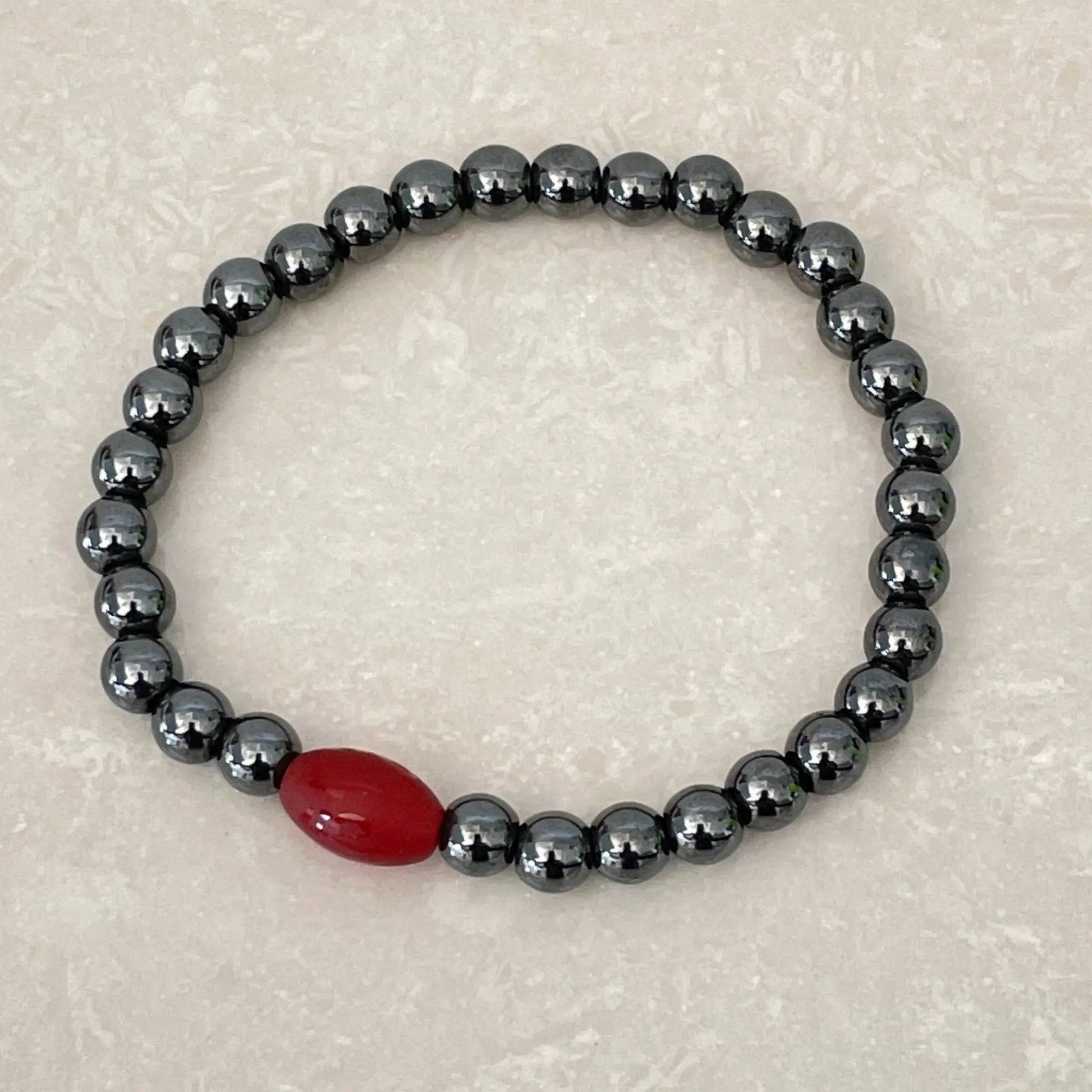 Hematite & Red Agate OM Bracelet - Uplift Beads