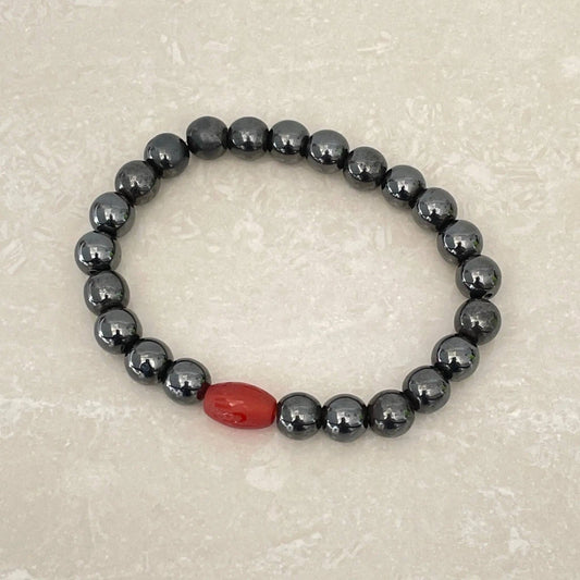 Hematite & Red Agate OM Bracelet - Uplift Beads