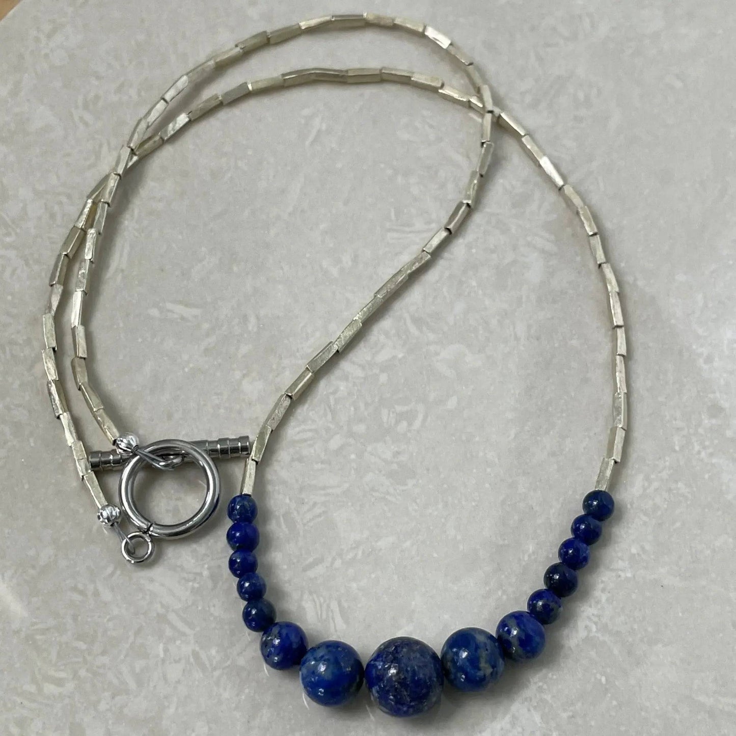 Lapis Lazuli & Ethiopian Metal Bead Necklace - Uplift Beads