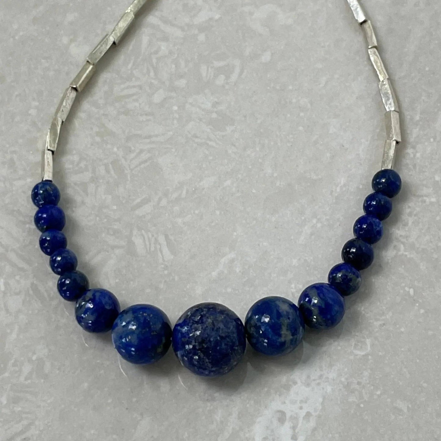 Lapis Lazuli & Ethiopian Metal Bead Necklace - Uplift Beads
