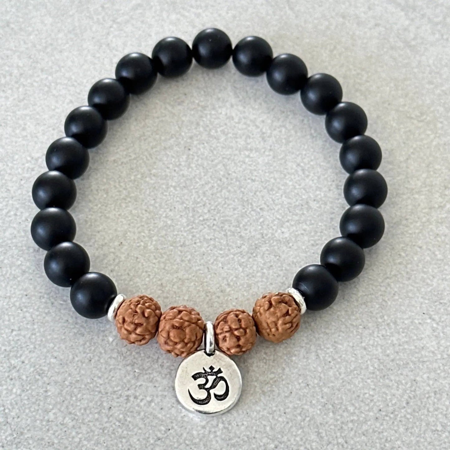 Onyx & Rudraksha OM Bracelet - Uplift Beads