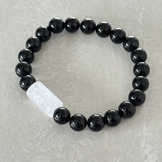Quartz & Black Tourmaline Bracelet - Uplift Beads