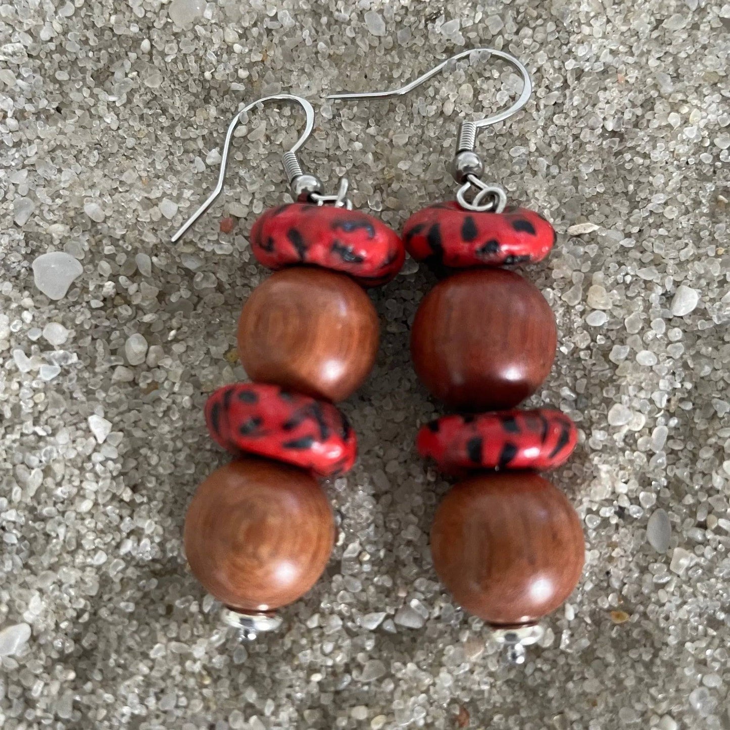 Rosewood & African Bead Earrings - Uplift Beads