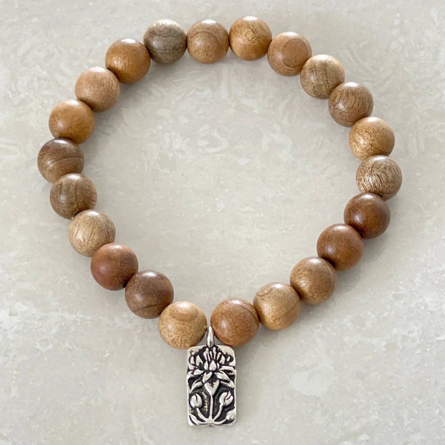 Sandalwood Lotus Flower Bracelet - Uplift Beads