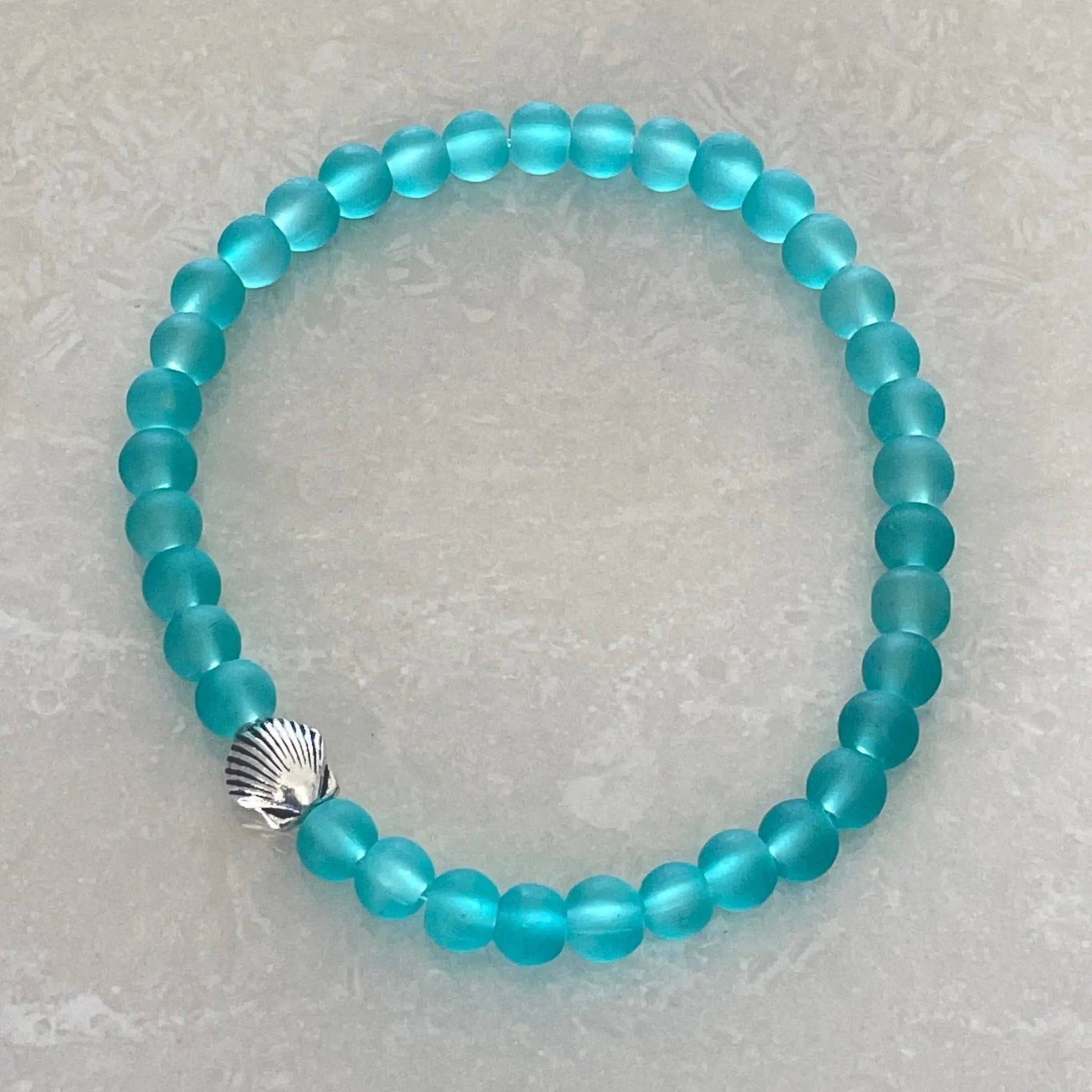 Scallop Shell Charm Bracelet featuring beach-style glass beads - Uplift Beads